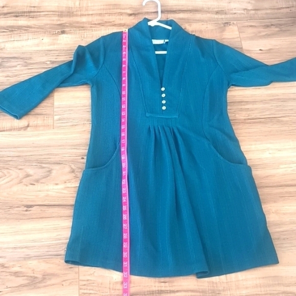 Apt Designs peacock blue bohemian tunic style three quarter sleeve top size S - Picture 7 of 7